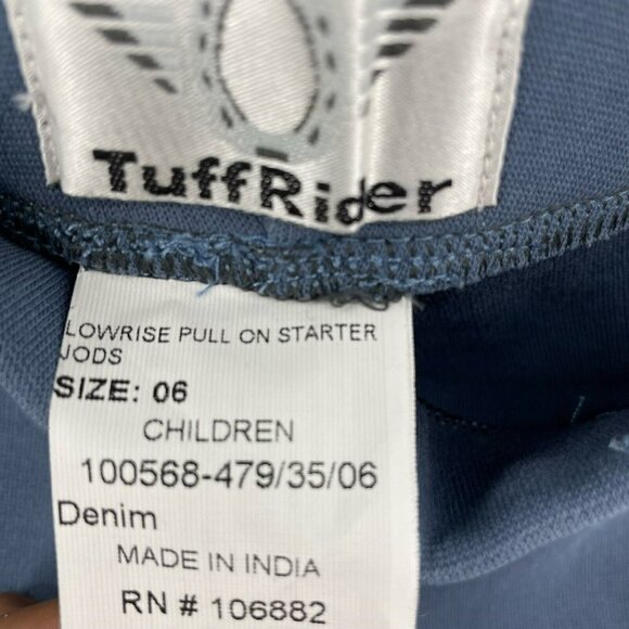 Tuff Rider Jods Riding PantsYouth Sz 6 Blue PullOn Starter Ultra Grip Knee Patch - Picture 12 of 13